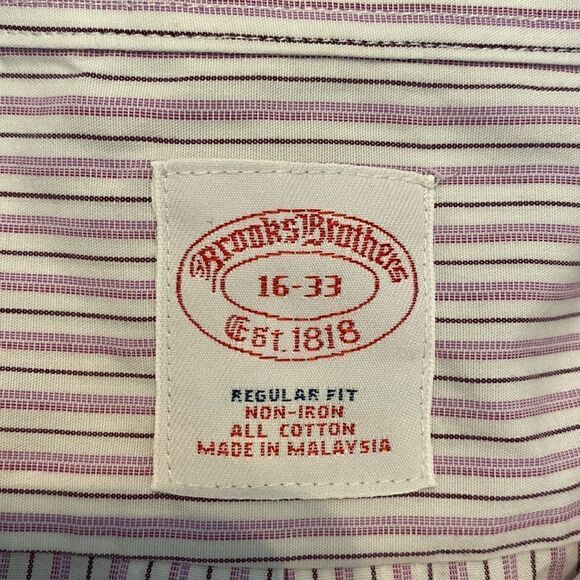 Vintage Brooks Brothers Purple Striped Oxford Button Down Shirt - Picture 2 of 9